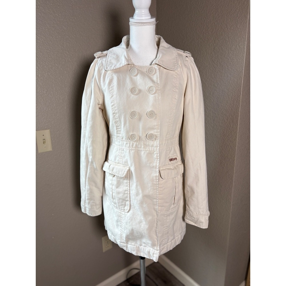 Billabong Womens Cream Cotton Double Breasted Pea Coat Jacket Large
